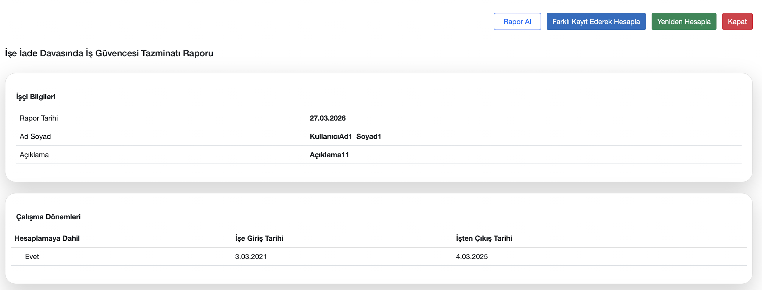 İş güvencesi tazminatı ücret ve süre ekranı