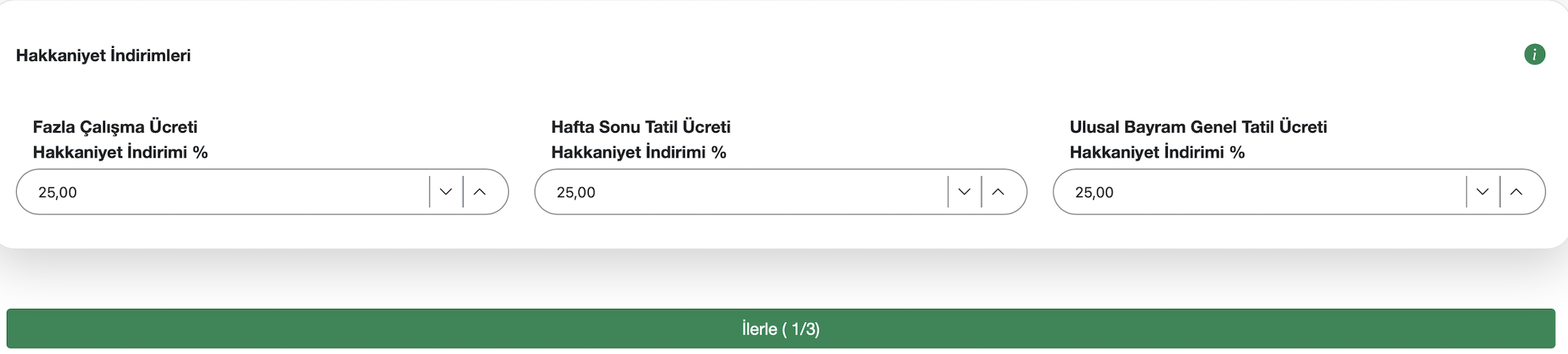 Hakkaniyet indirimleri ekranı