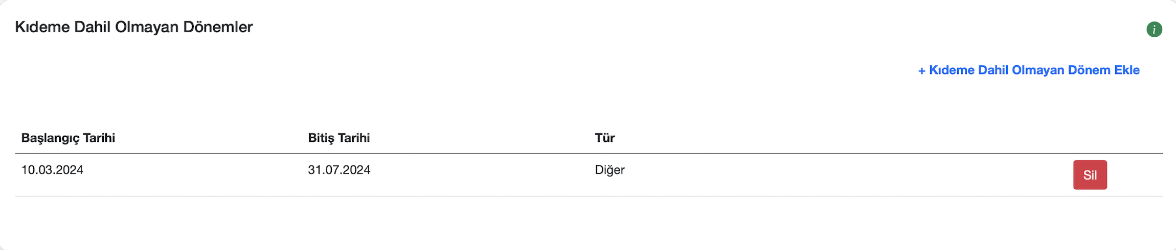 Ölüm tazminatı kıdeme dahil olmayan dönemler ekranı